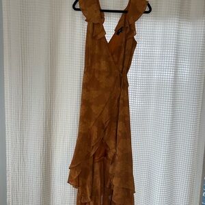 Lulu's Mustard High Low Ruffle Dress